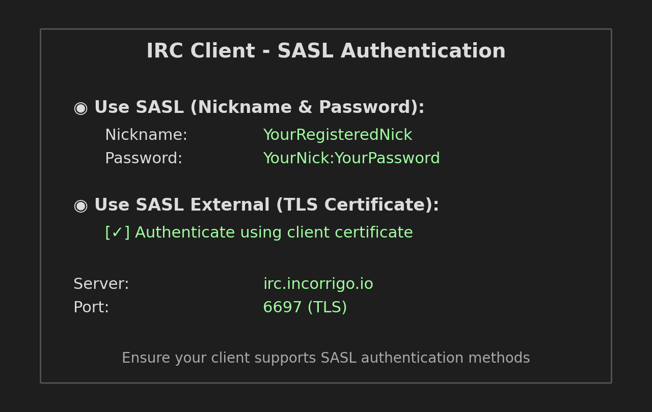 SASL Authentication Settings Example