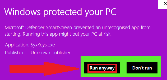 More info / Run Anyway
